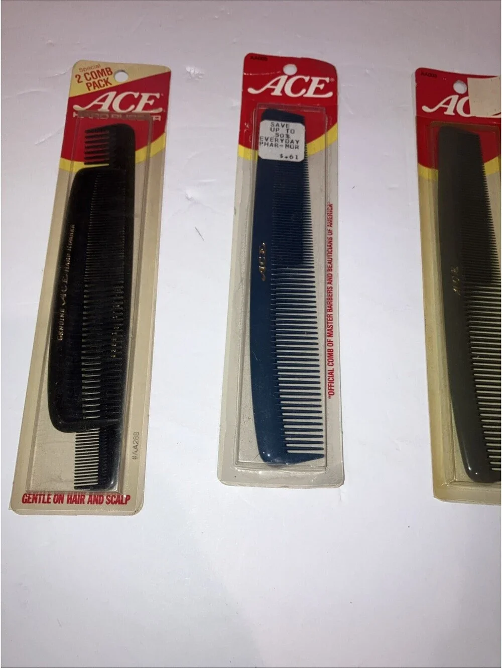 Lot Of 4 Vintage Genuine Ace Hard Rubber Mix Combs OLD NEW STOCK “RARE” 💈 💈